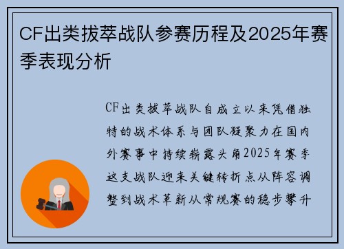 CF出类拔萃战队参赛历程及2025年赛季表现分析